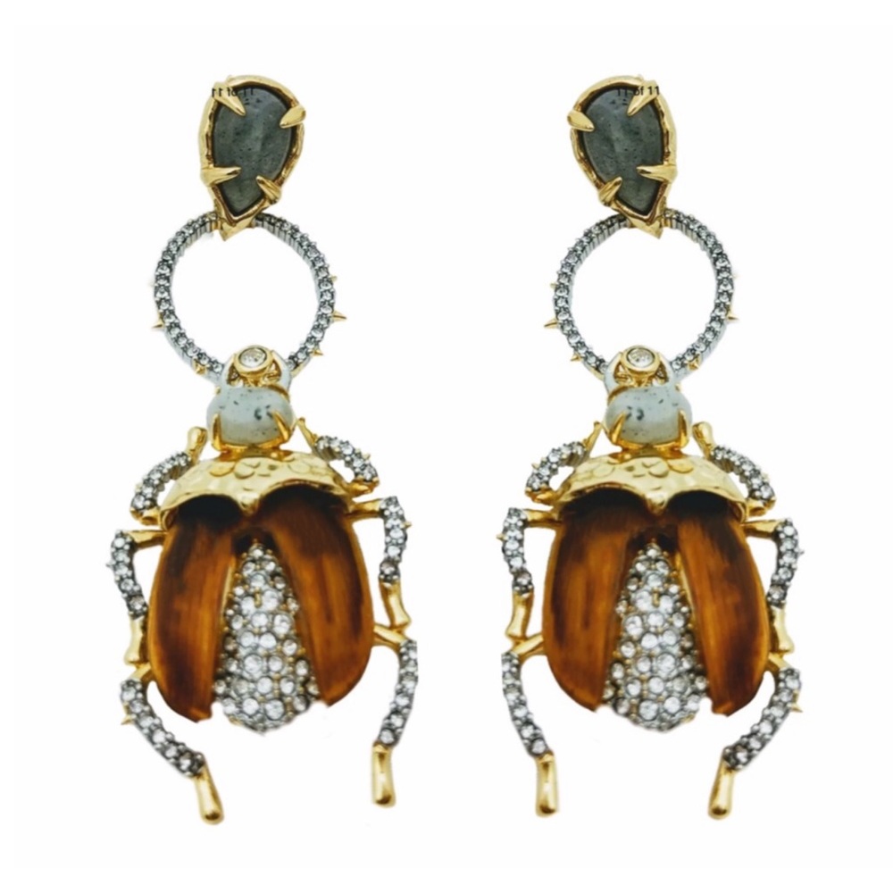ALEXIS BITTAR • Crystal Encrusted Scarab Earrings